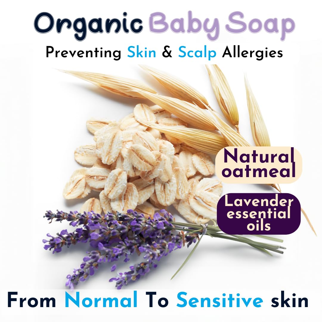 Tinoq Baby Wash And Shampoo | Organic Baby Soap Bar | Hypoallergenic | Baby Bath Soap Sensitive Skin | Relaxing Lavender Oil & O