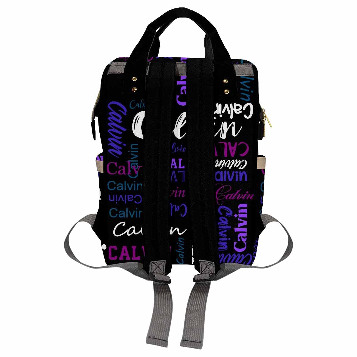 Personalized Bag, Custom Diaper Bag White & Purple Name Initial Black Fashion Multipurpose Daycare Bag Mummy Nursing Baby Bags S