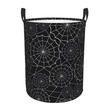 Pevtufa Spider Web Black Foldable Laundry Basket Organizer,Fabric Clothes Toy Storage Basket Nursery Hamper Storage Bin For Hous
