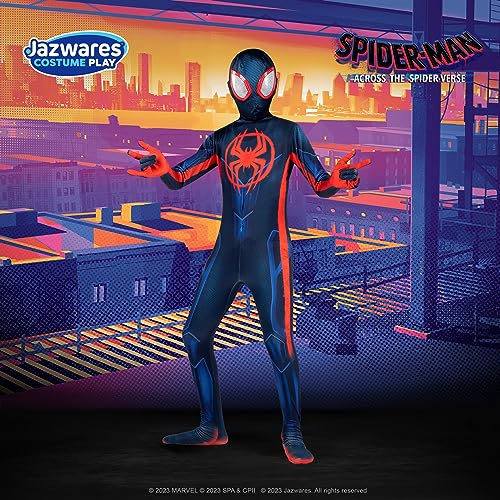 Marvel Miles Morales: Spider-Man Official Youth Deluxe Zentai Costume - Stretch Spandex With Hidden Zippers, Wrist Slits (Xs) Mu