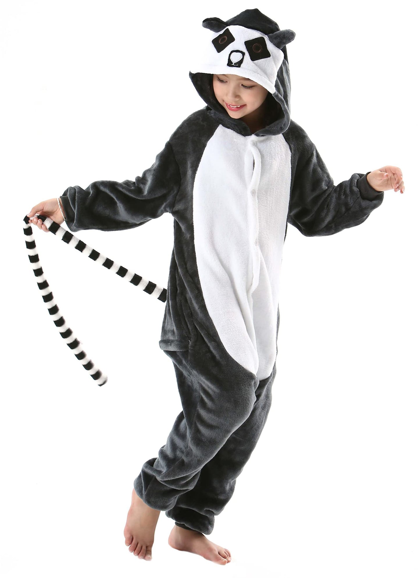 Atoz Onesie For Kids, Animal Pajamas Halloween Cosplay Costume For Girls Boys, Lemur 4-5T