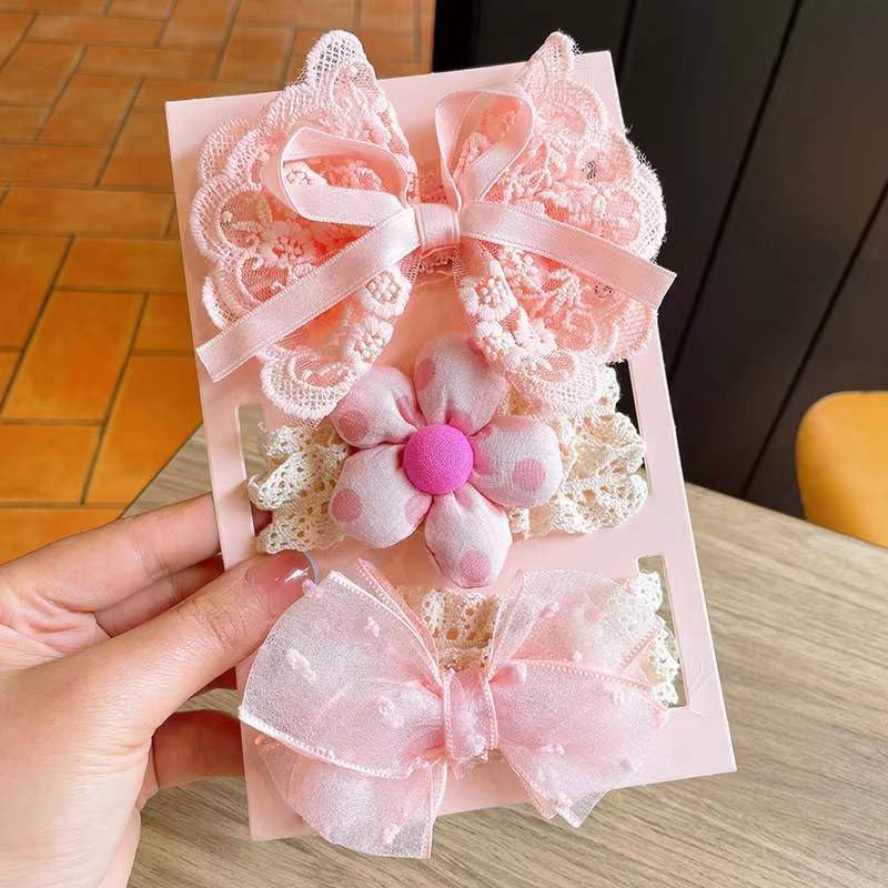 Babymoon | Set Of 3 | Designer Princess Baby GirlS Headbands | Hair Accessories | Pink | White