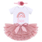 Ibtom Castle Two Year Old Birthday Outfit Toddler Girls Rianbow Romper Tutu Birthday Dress For 2 Year Old Girls Fall Winter Cake
