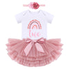 Ibtom Castle Two Year Old Birthday Outfit Toddler Girls Rianbow Romper Tutu Birthday Dress For 2 Year Old Girls Fall Winter Cake