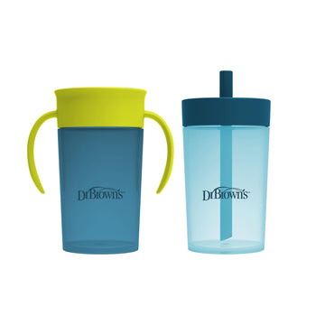 Dr. Brown'S Milestones Straw To 360? Cup Set, Convertible Toddler Training Cup Set With Interchangeable Silicone Straw And 360 D