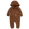 Carhartt Boys Long-Sleeve Zip-Front Hooded Coverall, Carhartt Brown Solid, 24 Months