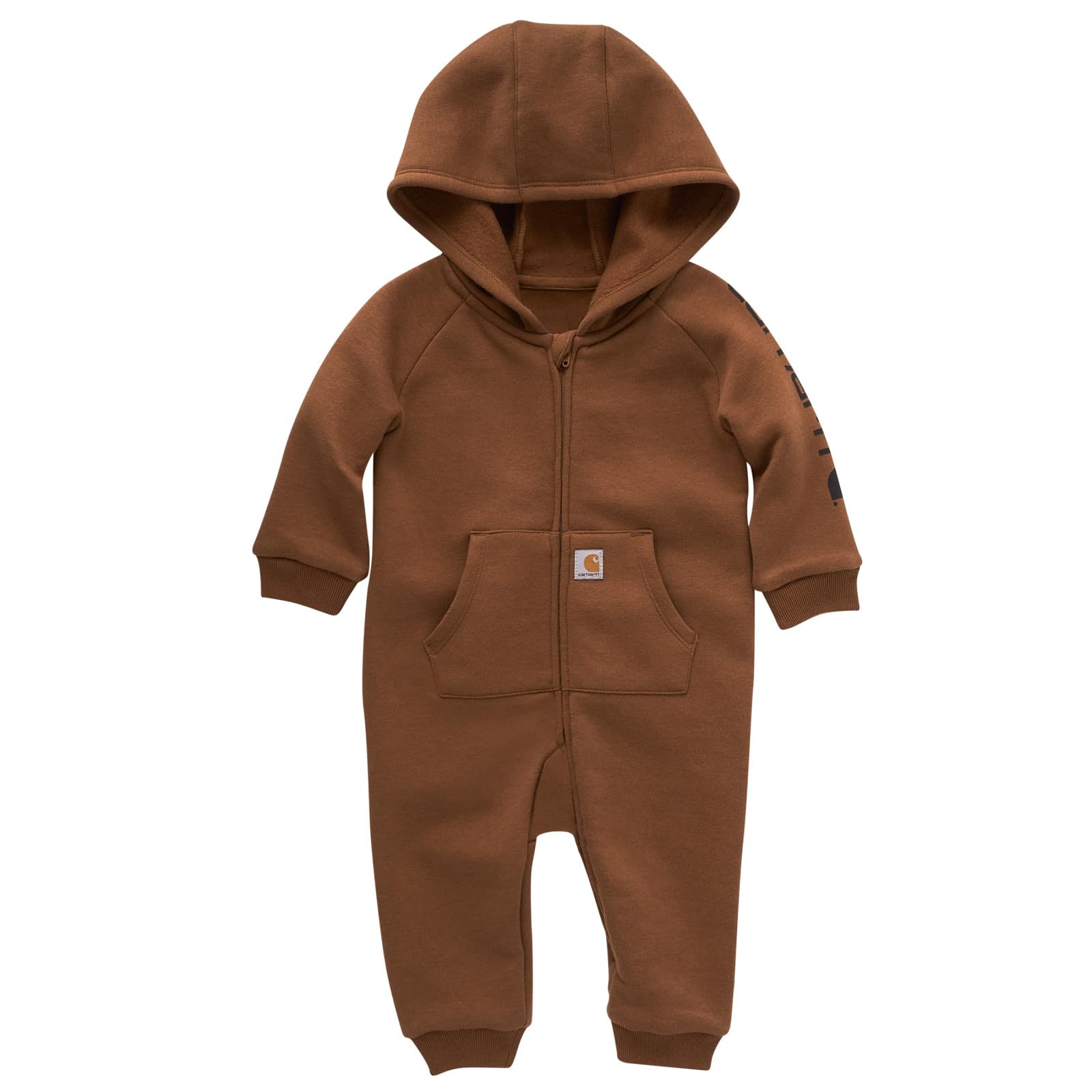 Carhartt Boys Long-Sleeve Zip-Front Hooded Coverall, Carhartt Brown Solid, 18 Months