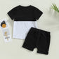 Toddler Baby Boy Summer Outfit Short Sleeve T Shirt Top Casual Shorts Set Infant Newborn Clothes 6 12 18 24 Month 2T (Black, 12-