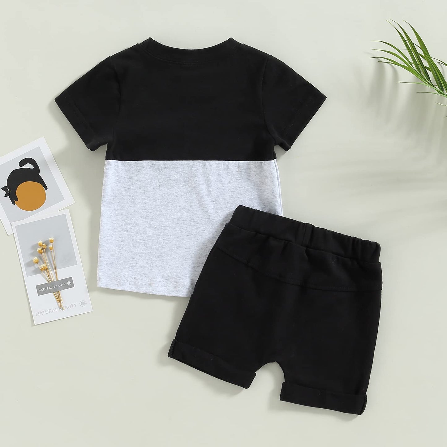 Toddler Baby Boy Summer Outfit Short Sleeve T Shirt Top Casual Shorts Set Infant Newborn Clothes 6 12 18 24 Month 2T (Black, 12-