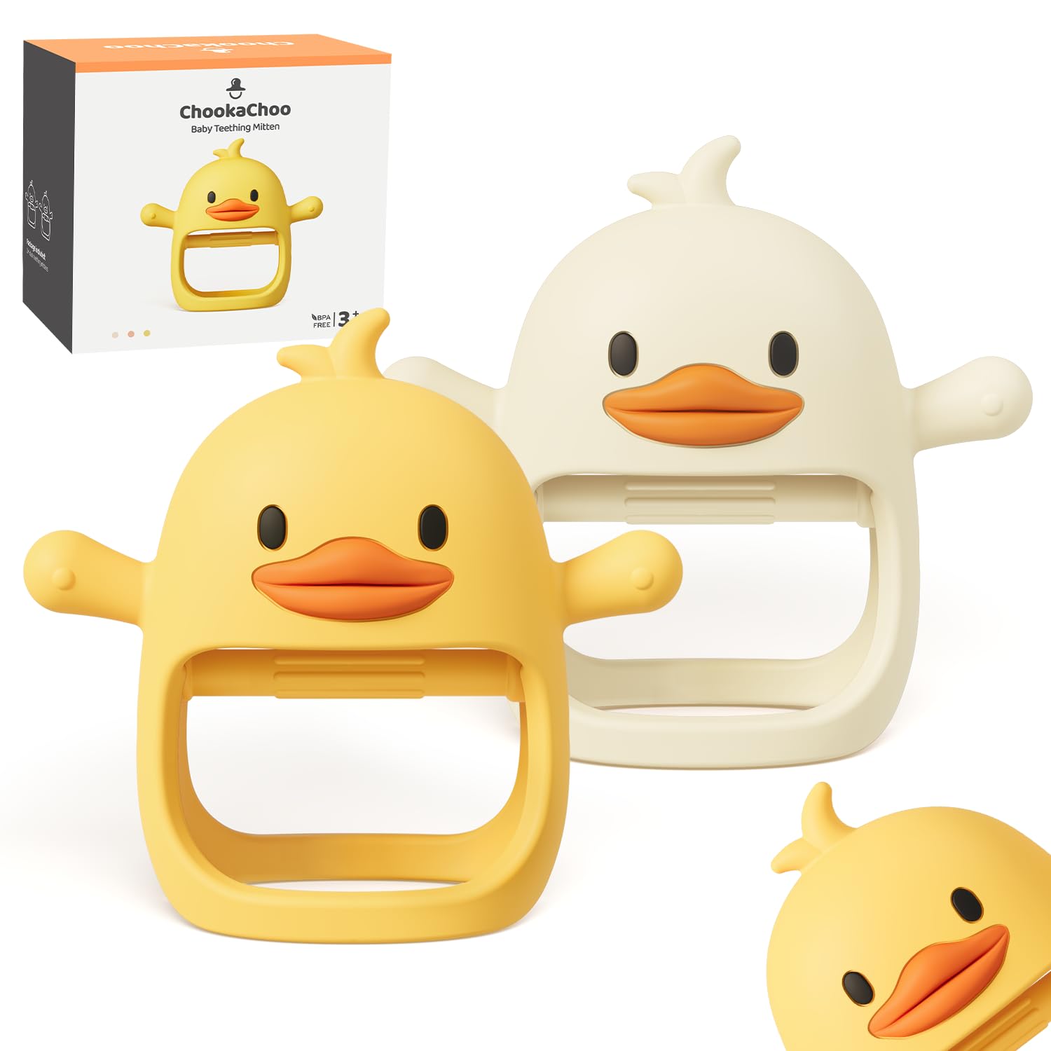 ChooKaChoo 2 Pack Baby Teething Toys, Teething Mitten for Infants 3+ Months, Food Grade Silicone Baby Chew Toys for Sucking Need