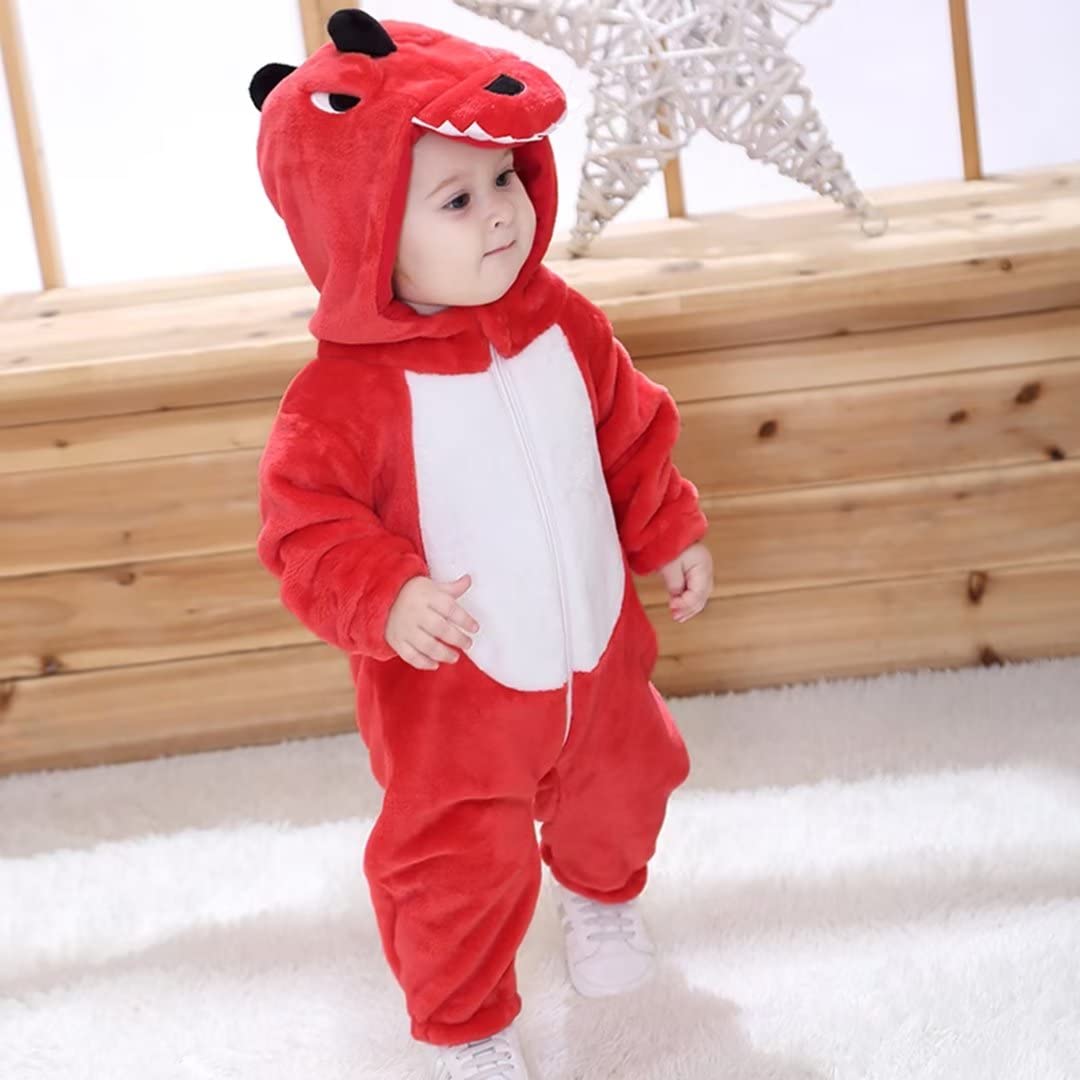 Qiaoniuniu Halloween Baby Red Dinosaur Costumes Toddler Outfit Infants Cosplay Romper 18-24 Months