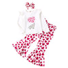 Rtnnsbbfcm Toddler Baby Girl Valentine'S Day Outfit Long Sleeve Elephant Heart T-Shirt Top Bell Bottom Pants Headband 3Pcs Set (