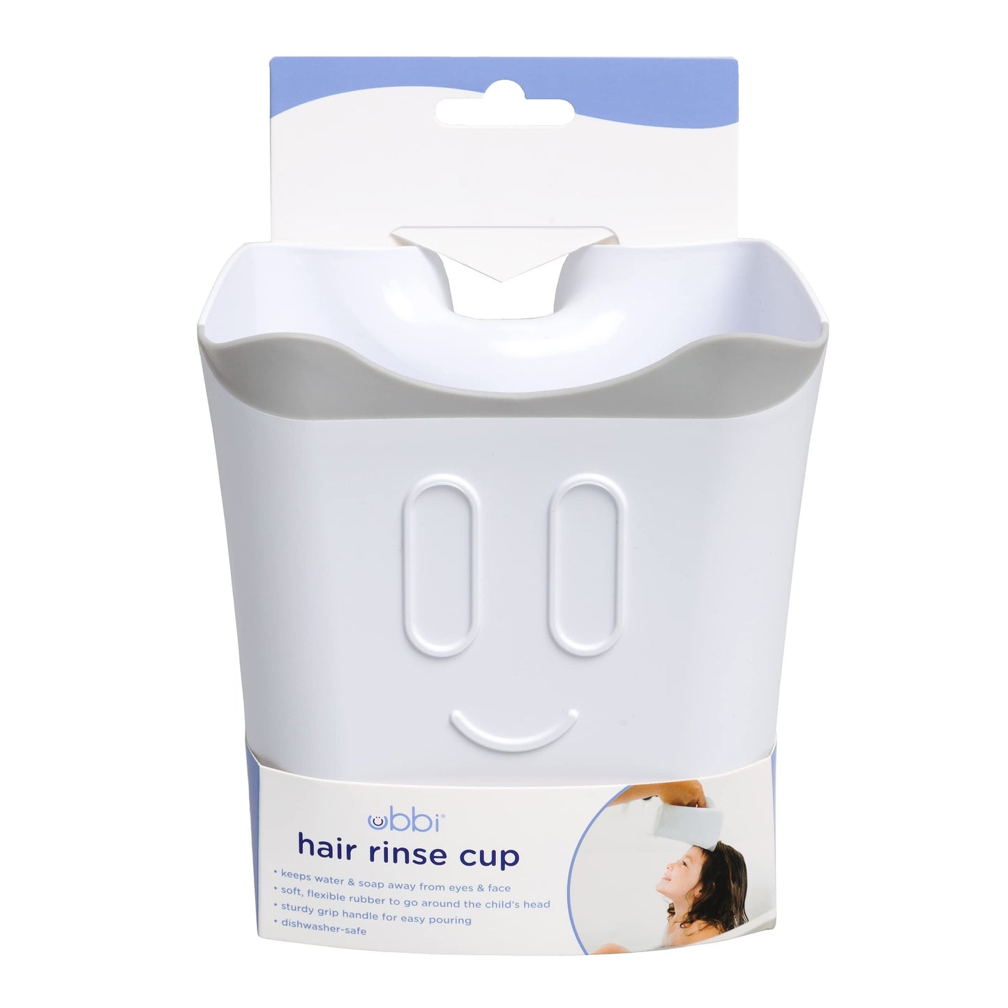 Ubbi Bath Rinse Cup For Babies & Toddlers, Baby Hair Rinse Cup, Newborn Bath Time Essential, Tear-Free Bath Accessory, White
