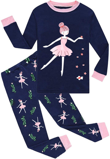 Girls Pajamas Set Toddler Dancing Girls Pjs 100% Cotton Long Sleeve Kids Sleepwear Sets Size 2T
