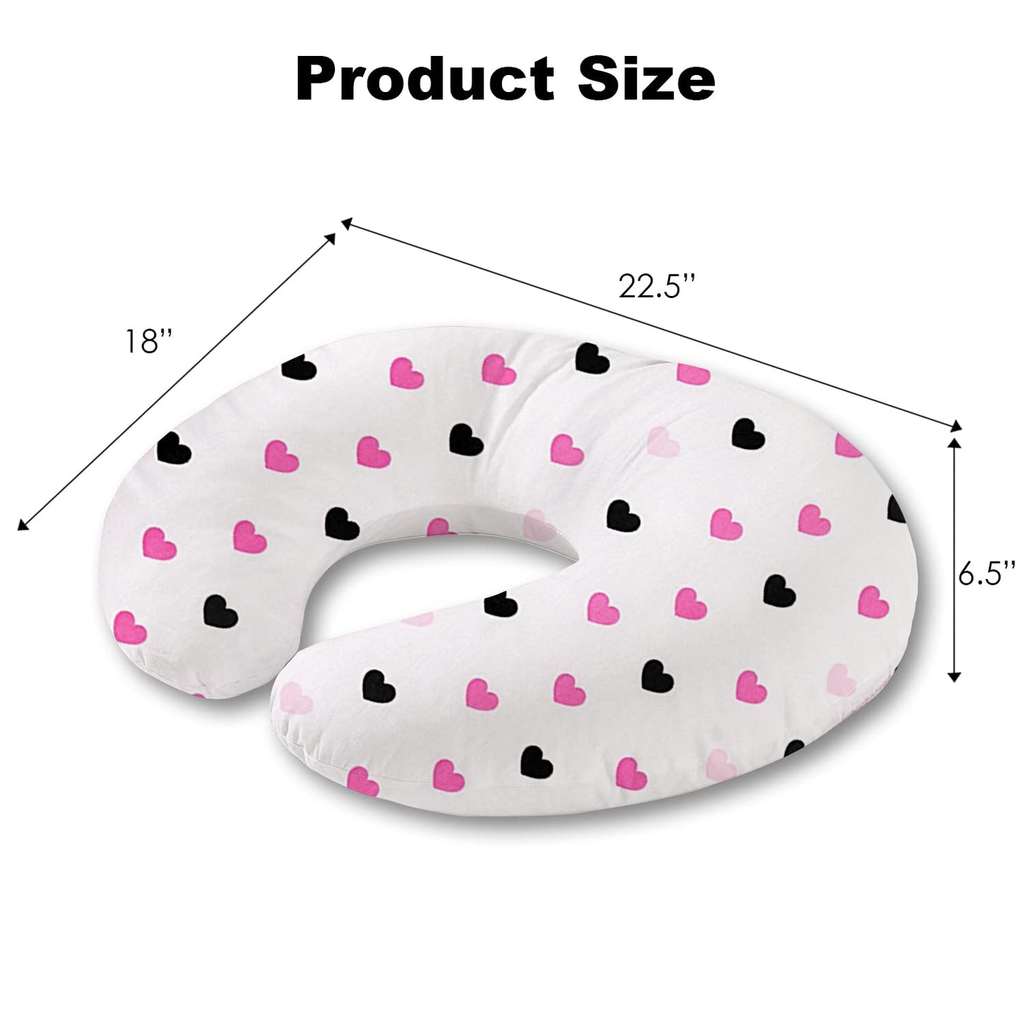Nursing Pillow, Breast Feeding Pillows For Mom, Rose Red Hearts Soft Cover With Breathable Filling, Feeding Support Pillow For 0