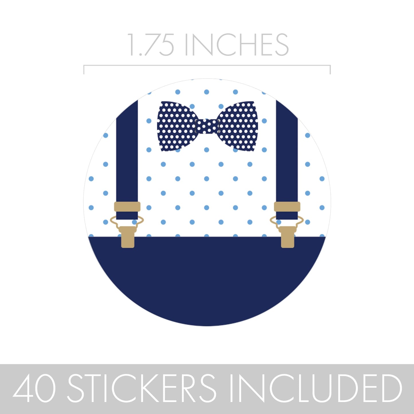 Little Man Baby Shower Thank You Stickers - 1.75 In - 40 Labels