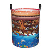 Pevtufa Animals On NoahS Ark2 Foldable Laundry Basket Organizer,Fabric Clothes Toy Storage Basket Nursery Hamper Storage Bin Fo