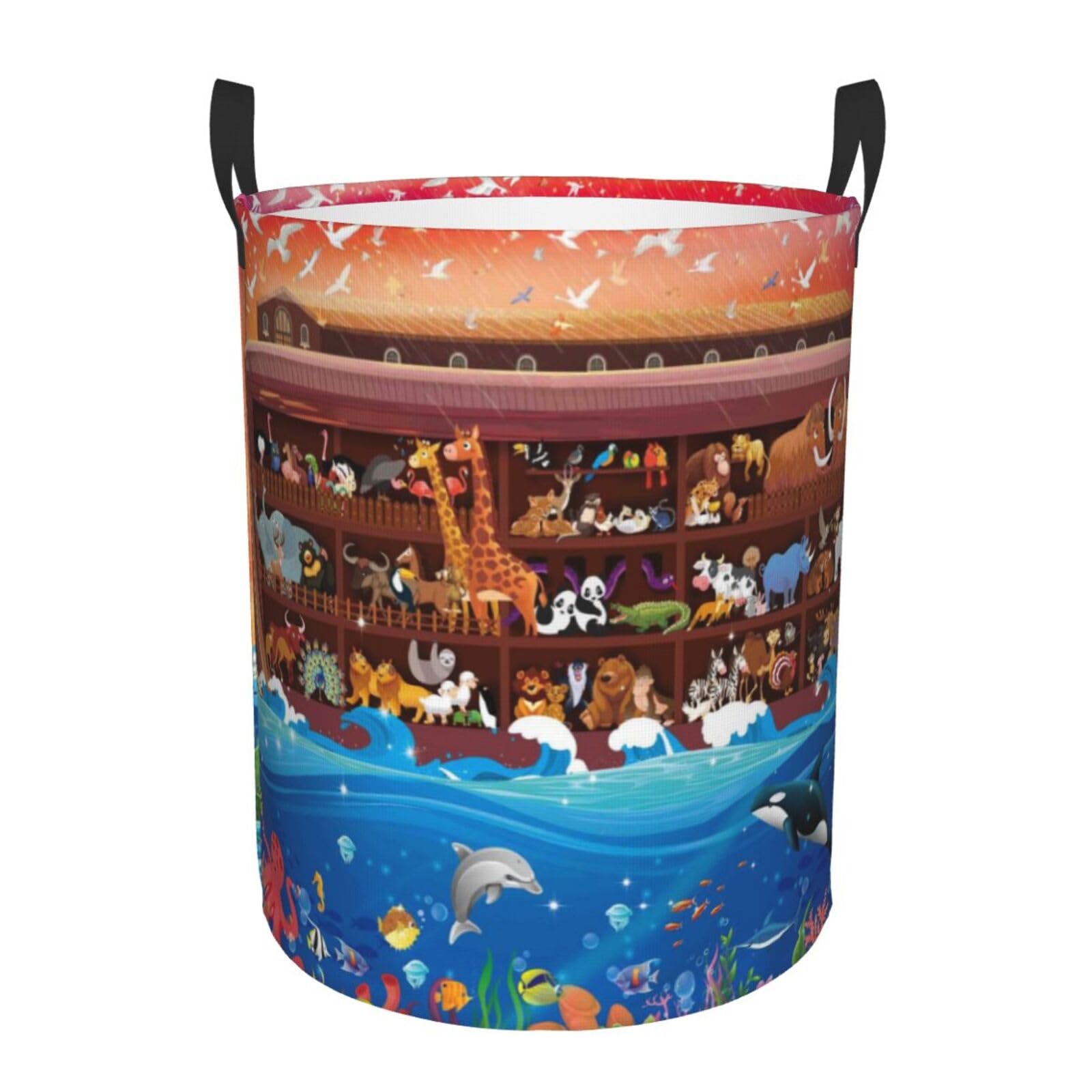Pevtufa Animals On NoahS Ark2 Foldable Laundry Basket Organizer,Fabric Clothes Toy Storage Basket Nursery Hamper Storage Bin Fo
