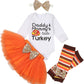 My First Thanksgiving Newborn Baby Girls Clothes Romper Top Bow Tutu Short Skirt With Headband Dress Outfit Set(9-12 Months)