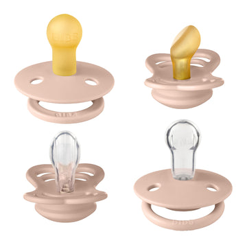 Bibs Try-It Collection | 4-Pack Soothers | Bpa-Free Round, Anatomical & Symmetrical Nipple | Natural Rubber Latex/Silicone | Mad