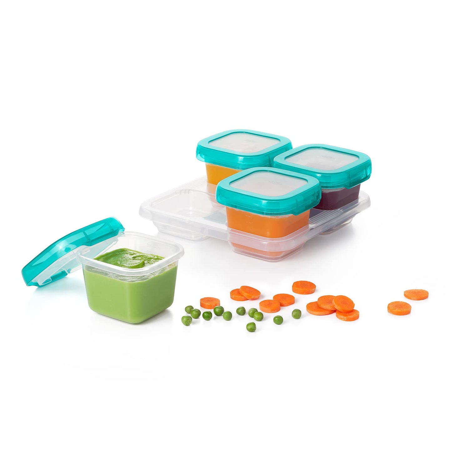Oxo Tot Baby Blocks Food Storage Containers, Teal, 6 Oz