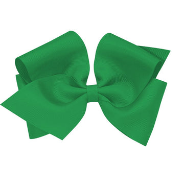 Wee Ones Girls' Classic Grosgrain Hair Bows with Plain Wrap Center, No-Slip Hair Clip, Handmade, Green, Mini King