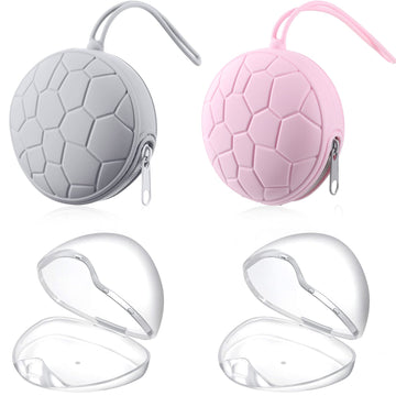 Nuanchu 4 Pieces Pacifier Holder Case Set 2 Silicone Portable Pacifier Case Cover Pouch For Diaper Bag With 2 Transparent Bpa Fr