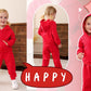 Happy Town Toddler Fall Outfits For Girl Boy Long Sleeve Hoodie Top And Long Sweatpants Set Toddler Sweatsuit (Solid Color-Red,