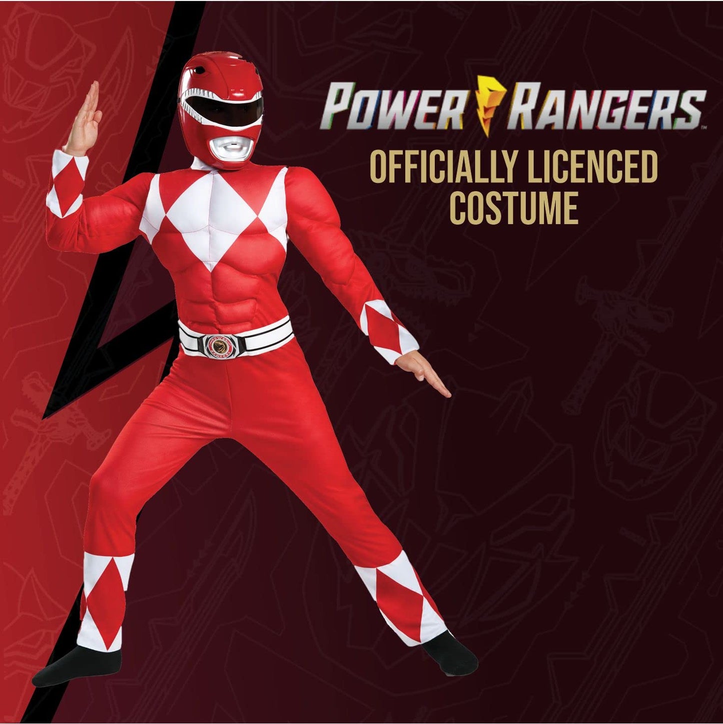 Disguise Red Ranger Classic Muscle Child Costume, Red, Medium/(7-8)