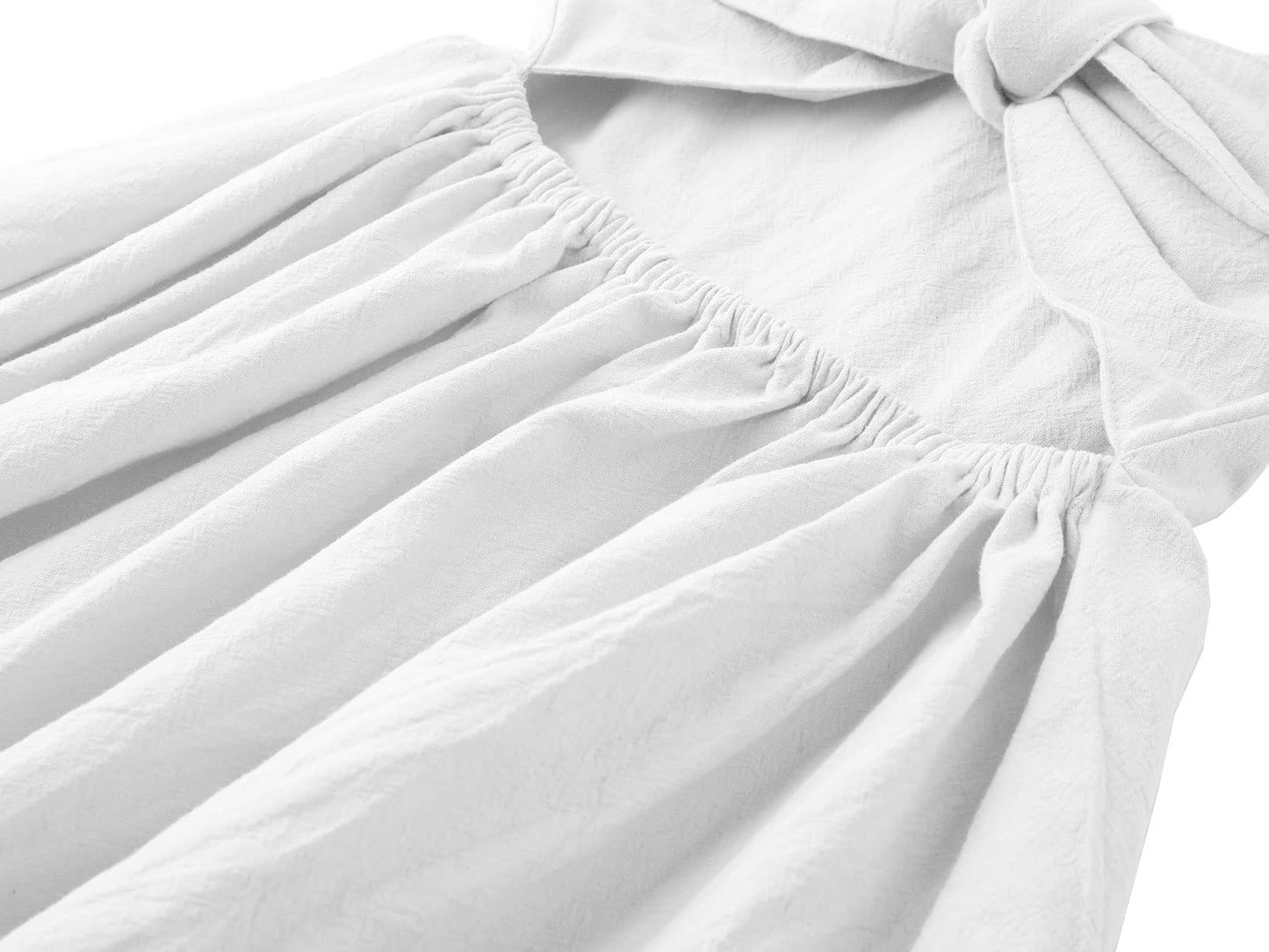 Dutebare Toddler Girls Dress Cotton Linen Ruffle Halter Sleeveless Kids Casual Summer Beach Party Dresses White 120