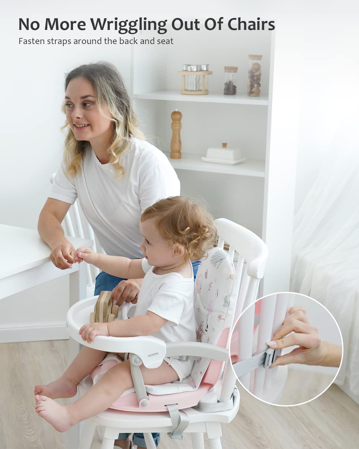 Ubravoo Baby Booster Seat For Dining Table With Removable Tray & Cushion, 3In1 Portable Toddler Booster Seat, 4 Height Adjustabl
