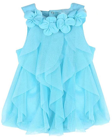 Wzsygdtc 0-24 Months Baby Party Dress Infant Girls One-Piece Romper Jumpsuit (Blue, 9-12 Months)