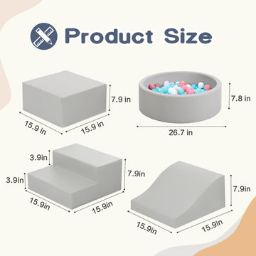 Foam Climbing Blocks For Toddler: With 4-Piece Pu Leather Climbing Toys And A Ball Pit - Foam Ball Pit For Toddlers - Climbing T