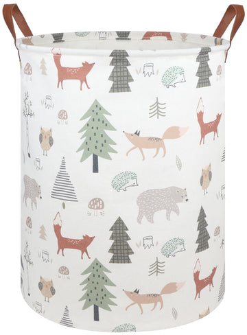 Fxolcshe Animal Baby Laundry Basket,Woodland Animals Baby Laundry Hamper,Toy Basket For Boys,Nursery Hamper Gift Baskets For Bed