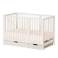JOYMOR 8-in-1 Convertible Crib with Drawer, Include 2 Mattress, Convert from Mini Crib, Mid Crib to Full Crib, 8 Height Adjustab
