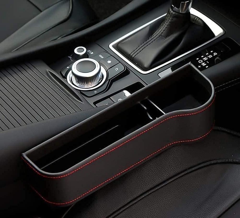 Car Seat Gap Storage Box with Cup Holder, PU Leather Organizer for Phone, Keys and Small Items