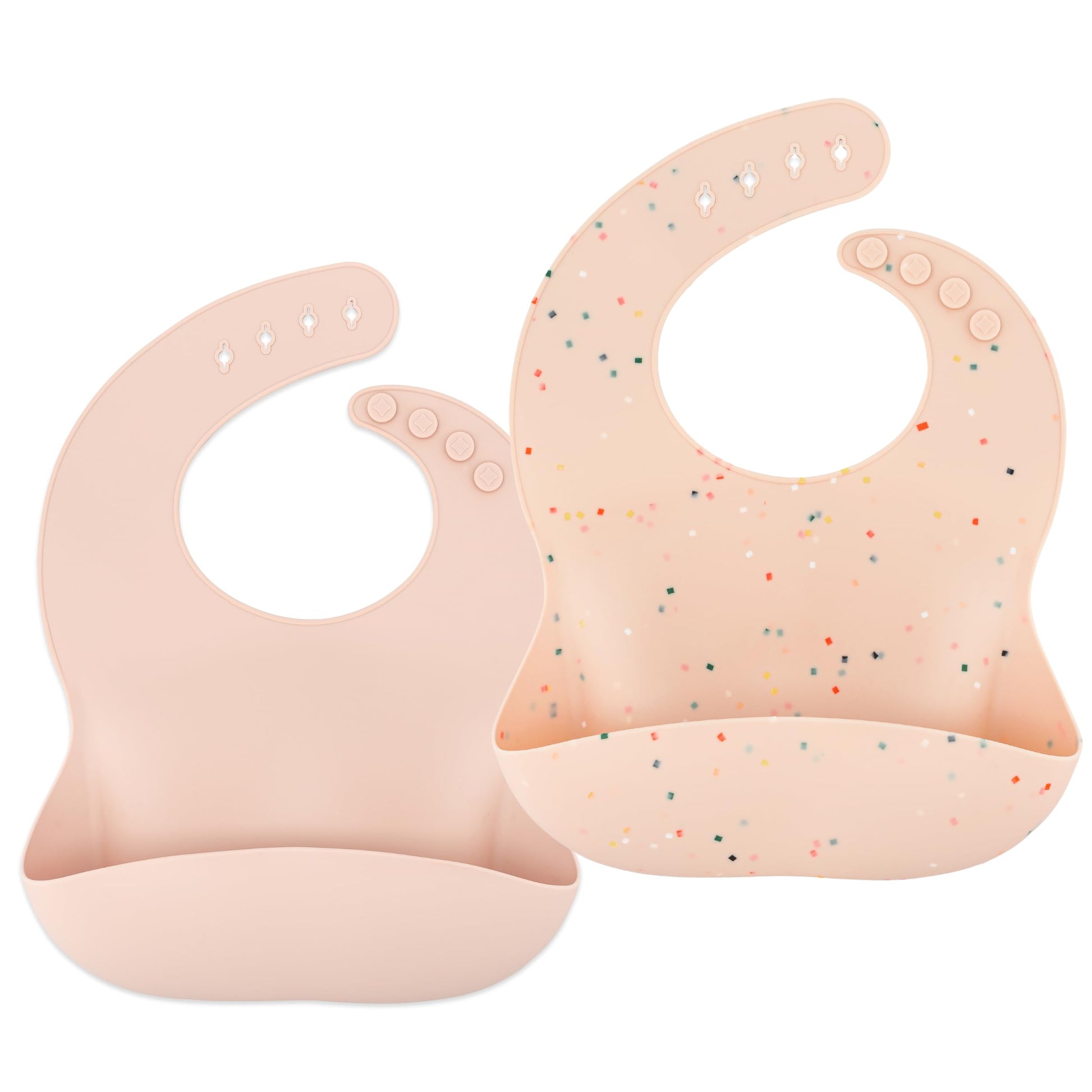 Ava + Oliver Waterproof Silicone Bib Set With Adjustable Neck Closure - Durable Silicone Bibs For Babies - Set Of 2 (Guava Confe