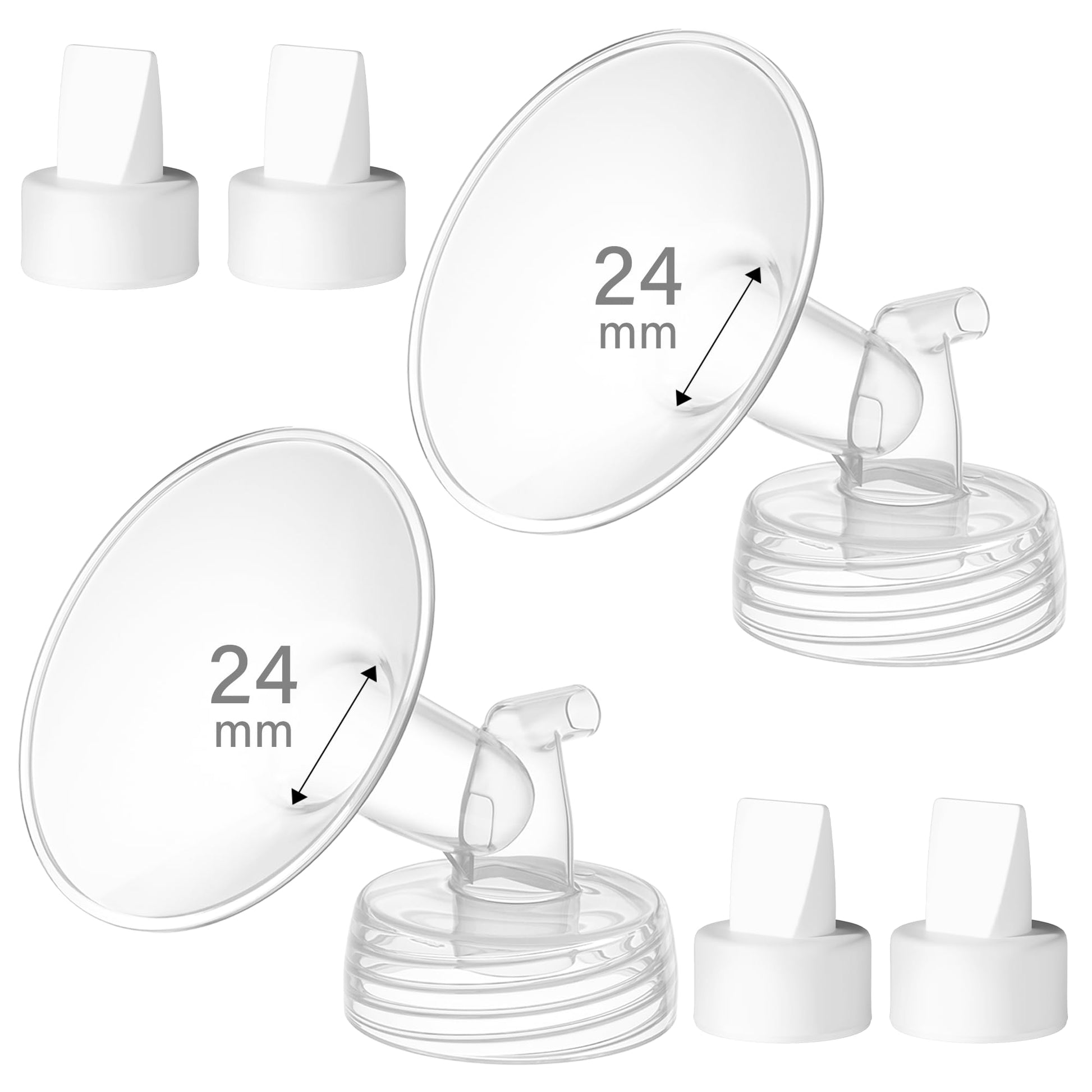 GOTOCUT 24mm Breast Pump Flanges, Duckbill Valves, Compatible with Spectra S1/S2/9Plus/Synergy Gold, Motif Luna, Wide-Mouth Bott