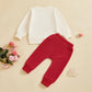 Lagkiyoj Toddler Baby Girl Boy Valentines Outfit Love Heart Long Sleeve Sweatshirt Pullover Tops Jogger Pants Clothes (White Lov