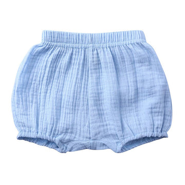 Rukosu Baby Girls Boys Bloomers Newborn Toddler Kids Unisex Cotton Linen Shorts Solid Color Cute Pp Pants Blue 12-24 Months