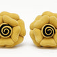 PRISCILLA Beautiful Soft Velvet Rose Flower Shaped Cushion Set of 2 (14 x 14 inches). (Golden)