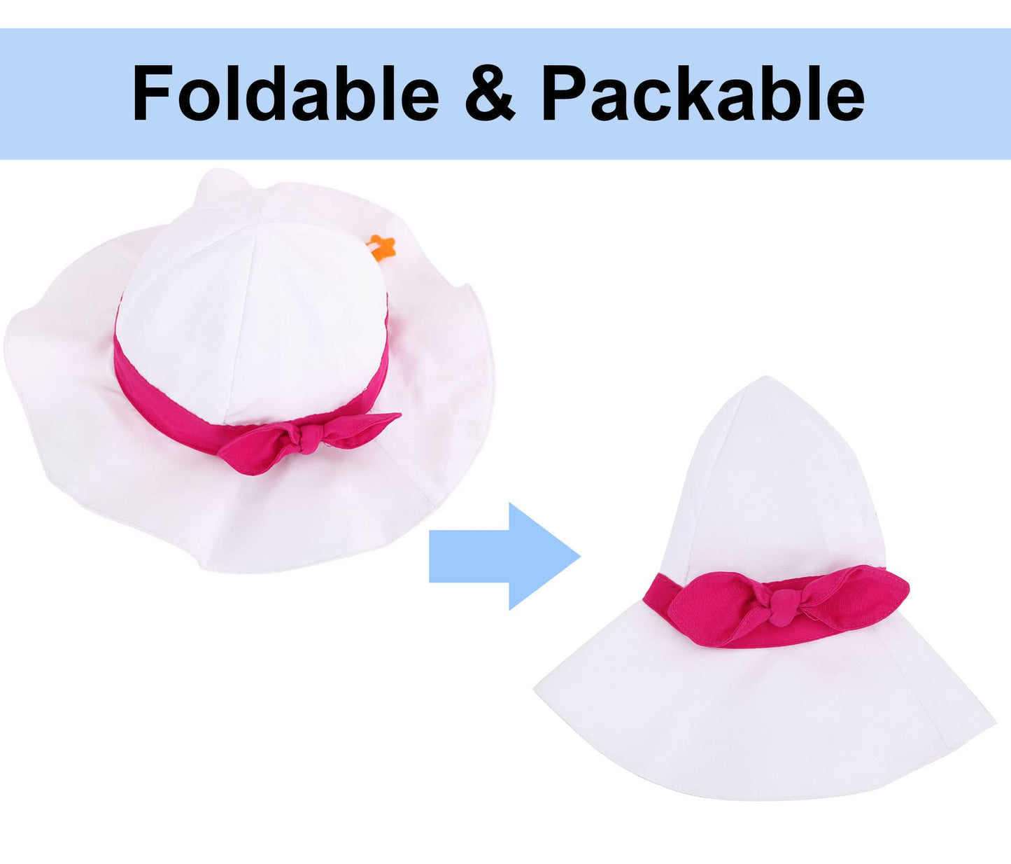 Upf 50+ Sun Protection Wide Brim Baby Sun Hat, White With Rose Band 0-12 Months