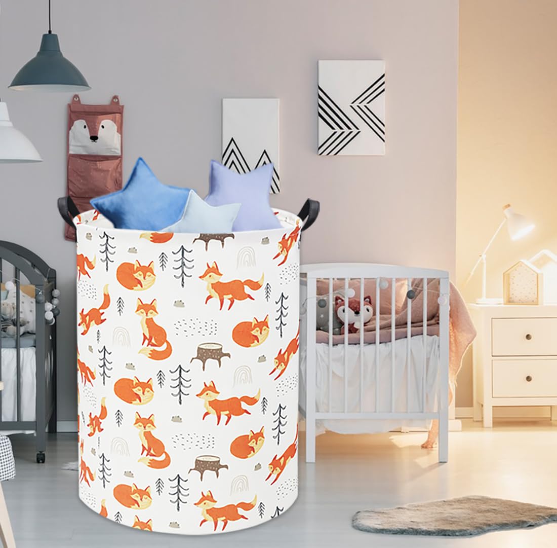 Tibaolover Foxes Kids Laundry Basket Baby Hamper Foxes Toy Storage Bin For Boys Room Decor Baby Nursery Hamper Gift Baskets For