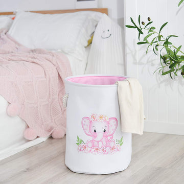 INough Baby Basket Pink Hamper Large Kids Hamper Baby Laundry Hampers for Nursery Girl, Girls Laundry Baskets for Kids, Dirty Cl