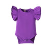 Lysmuch Baby Girls Ruffle Short Sleeve Bodysuit Infant Solid Onesie Casual Plain Blouse Top Romper (Dark Purple, 6-12 Months)