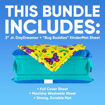 Kindermat, Jr. Daydreamer 2' Thick Rest Mat, 4-Section Rest Mat, 44' X 19' X 2', Blue/Teal Made In The Usa Including 100% Co