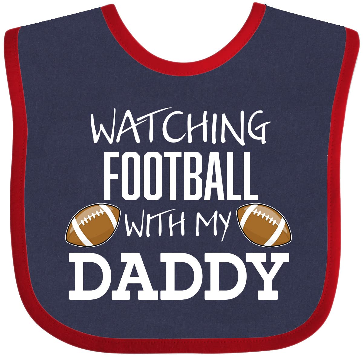 Inktastic Watching Football With My Daddy Baby Bib Navy And Red 31B3B