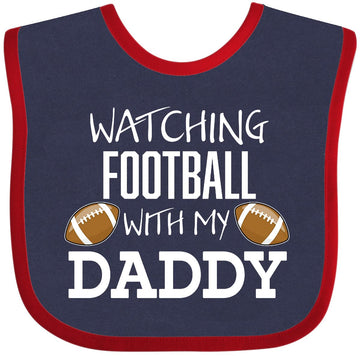 Inktastic Watching Football With My Daddy Baby Bib Navy And Red 31B3B