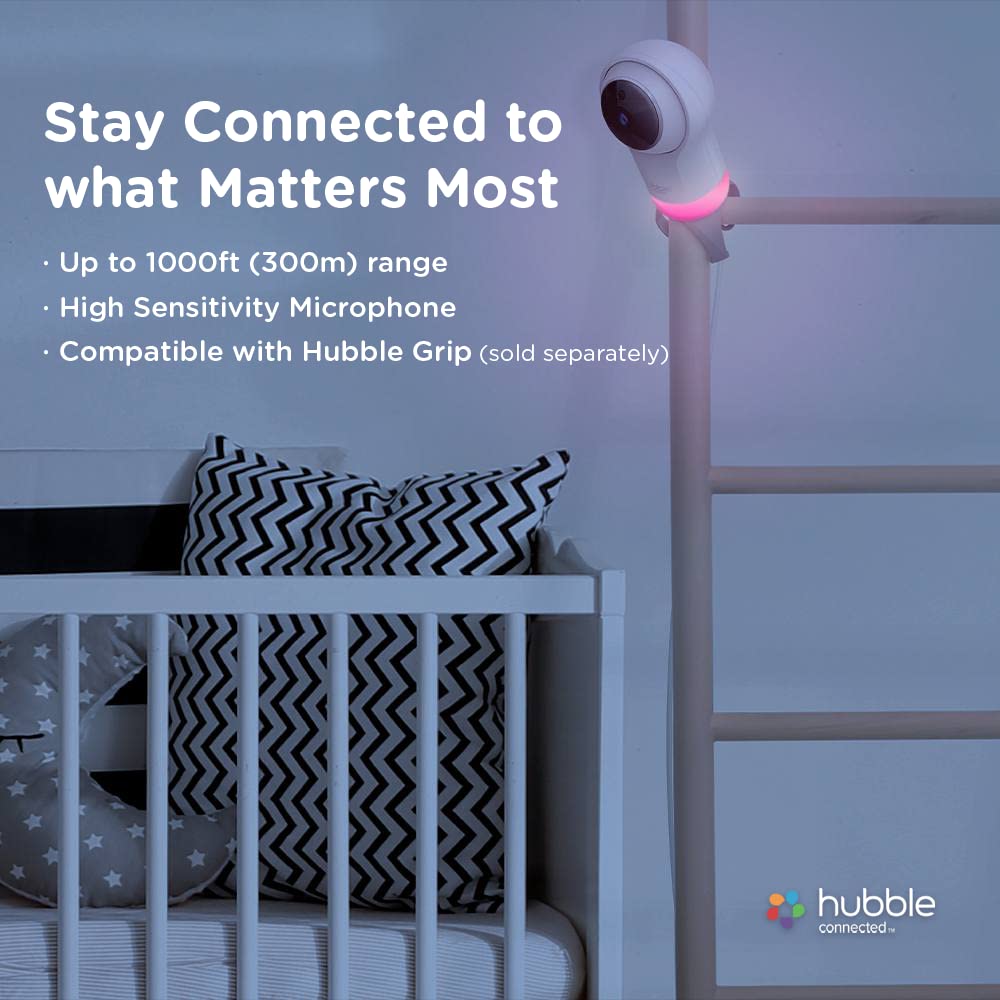 Hubble Connected Nursery Pal Glow+ Smart Baby Monitor With 5' Parent Unit And Wi-Fi Viewing Via Free App - 7-Color Night Light,