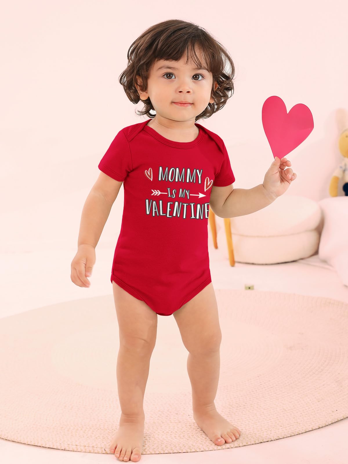 Besserbay Valentine'S Day Baby Heart Bodysuit Mommy Is My Valentine 100% Cotton Red Onesie 6-9 Months